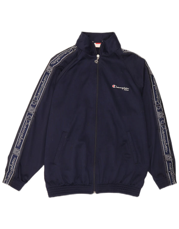 Champion Boys Graphic Tracksuit Top Jacket 11-12 Years Large Navy Blue
