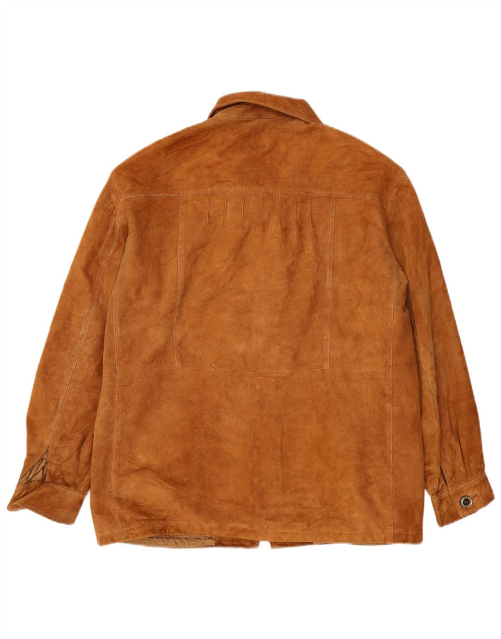 Giacca da uomo in pelle scamosciata vestibilità ampia VINTAGE IT 44 XS Beige