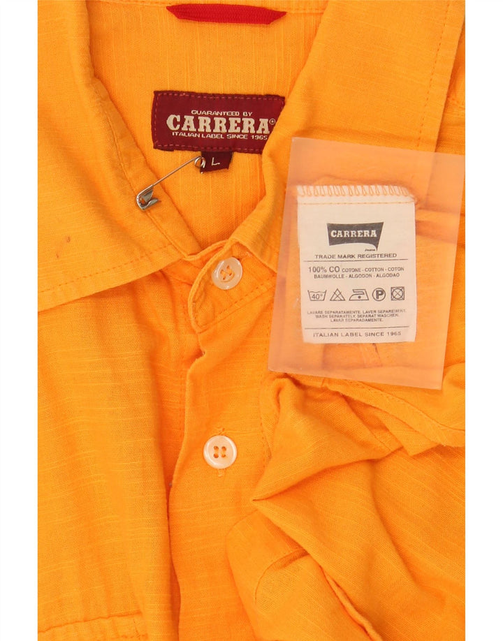 Camicia a maniche corte da uomo Carrera grande in cotone screziato arancione