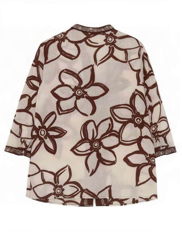 Laura Ashley Camicia da donna con maniche a 3/4 Camicetta UK 10 Piccolo floreale bianco