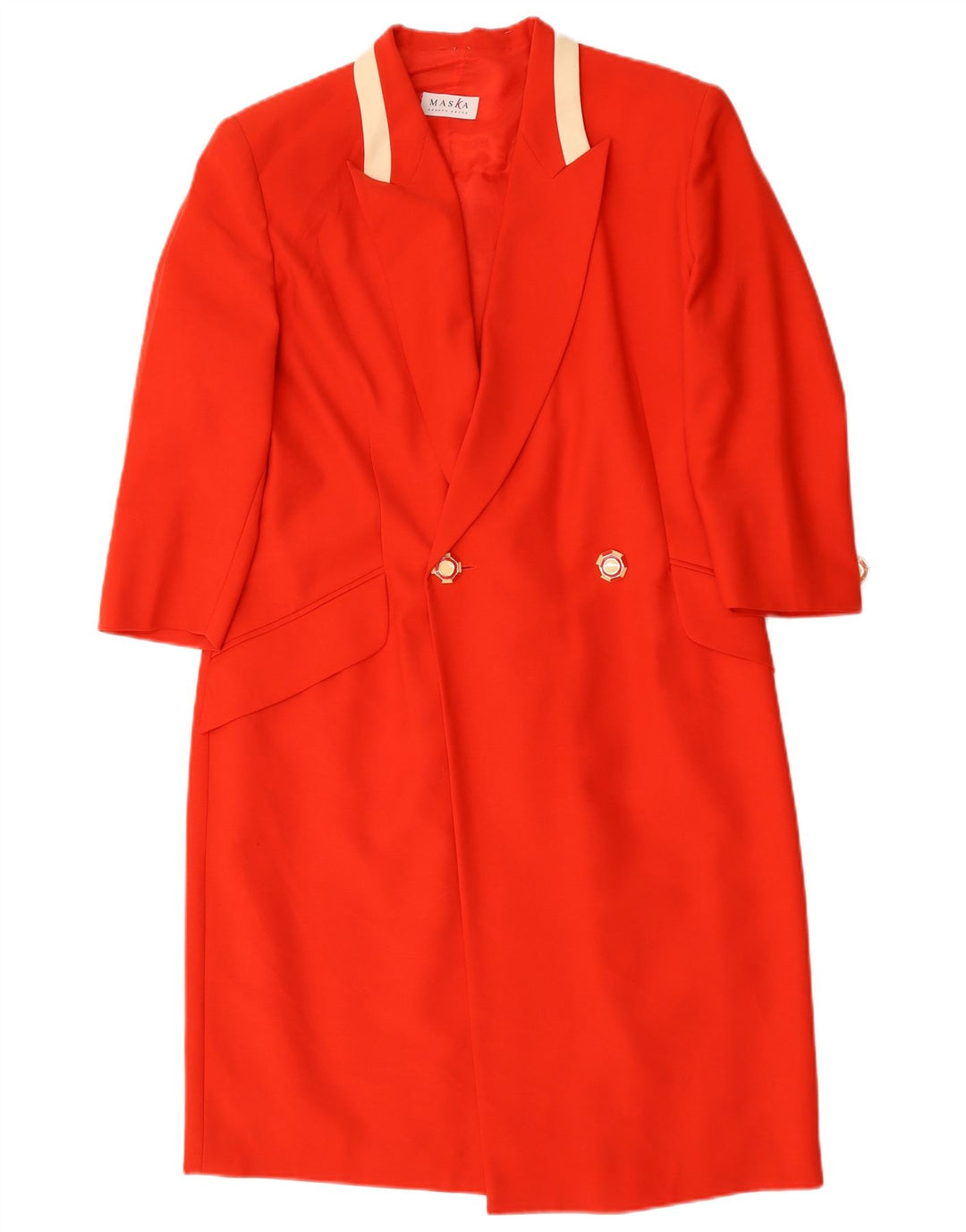 Cappotto doppiopetto da donna Maska UK 14 Lana vergine color block rosso medio