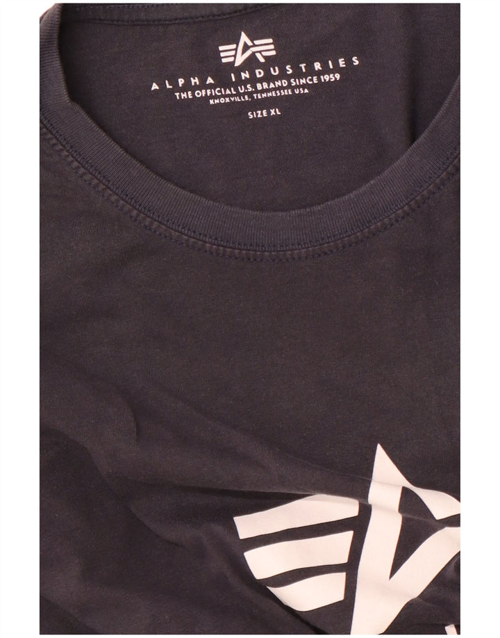 T-shirt grafica da uomo ALPHA INDUSTRIES Top XL blu navy