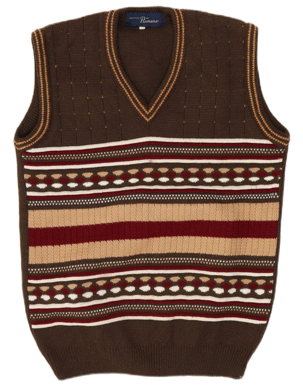 Canotta vintage da donna IT 42 marrone medio a righe
