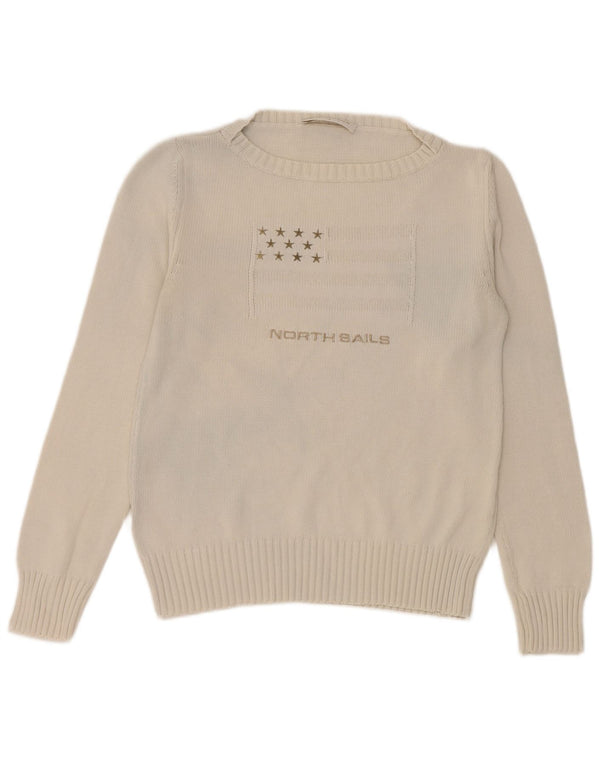 Maglione da donna con scollo a barca con grafica North Sails UK 14 Large Bianco