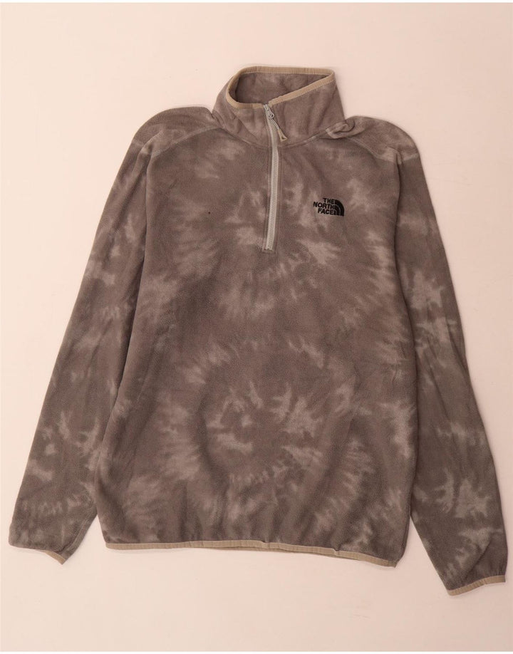 Maglione in pile da uomo The North Face con zip e collo in poliestere tie-dye grigio medio