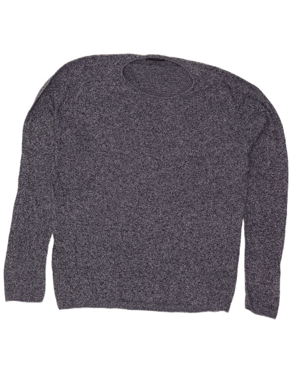 Maglione ZARA da uomo girocollo grande in cotone screziato blu navy