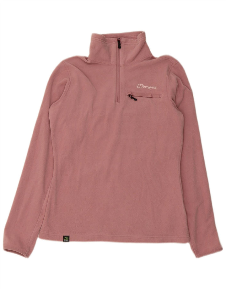 Maglione in pile da donna Berghaus con collo con zip UK 10 piccolo poliestere rosa