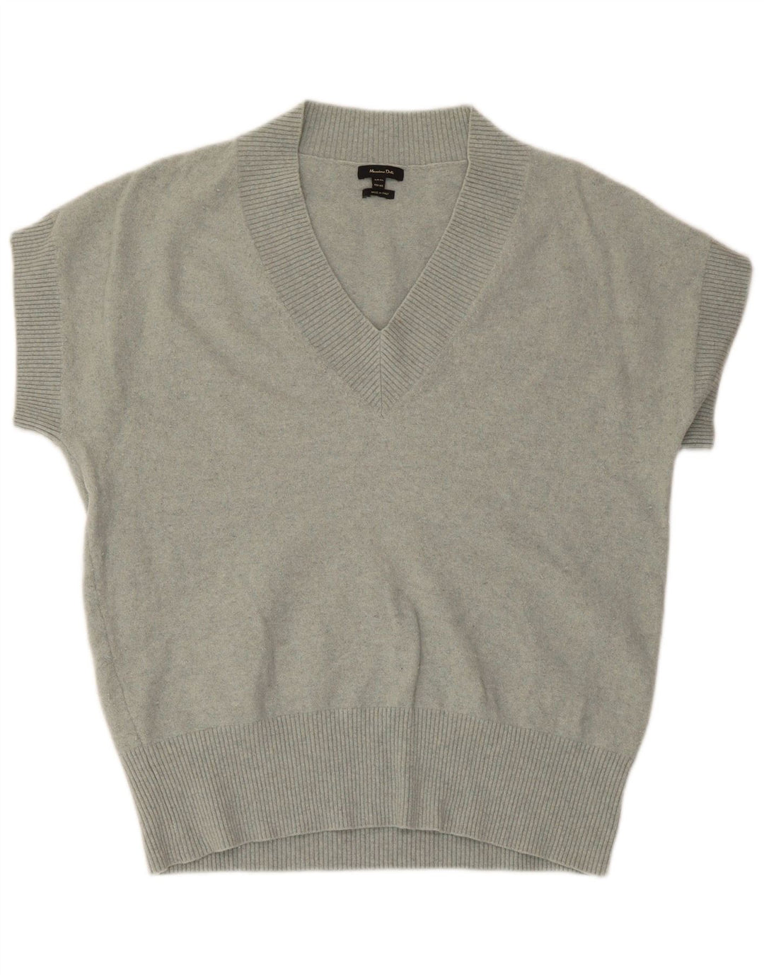 Massimo Dutti Maglione da donna a maniche corte con scollo a V UK 14 Verde medio