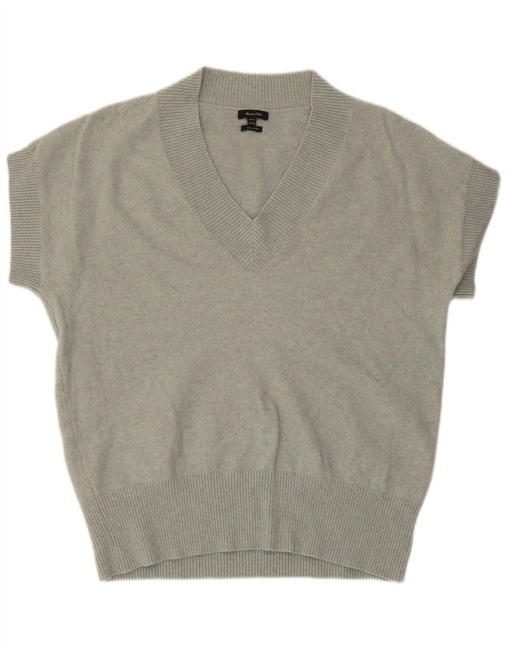 Massimo Dutti Maglione da donna a maniche corte con scollo a V UK 14 Verde medio