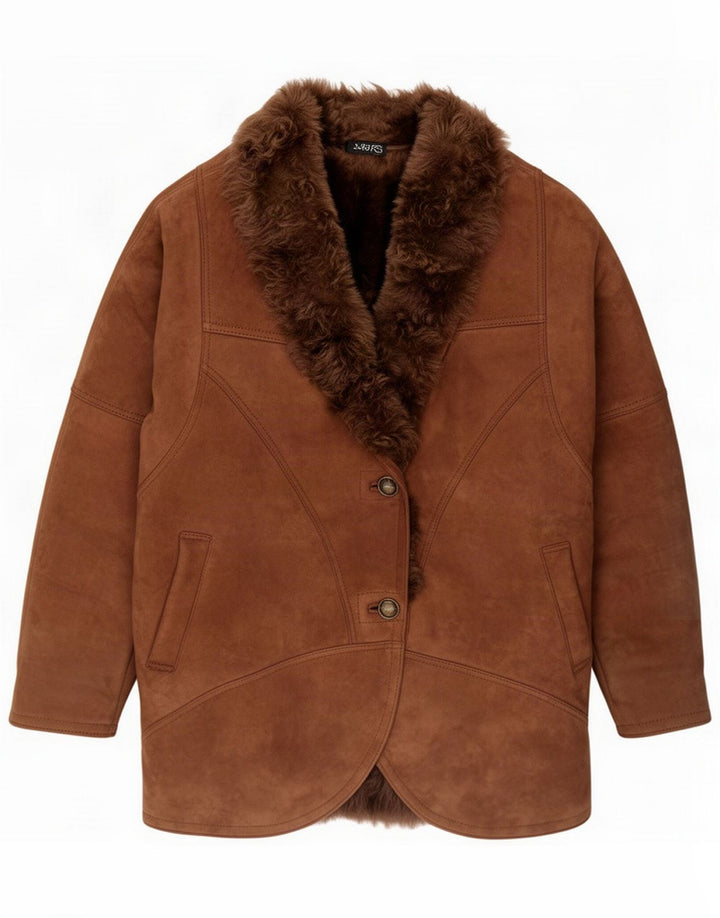 Giacca oversize in shearling da donna vintage IT 44 Marrone medio