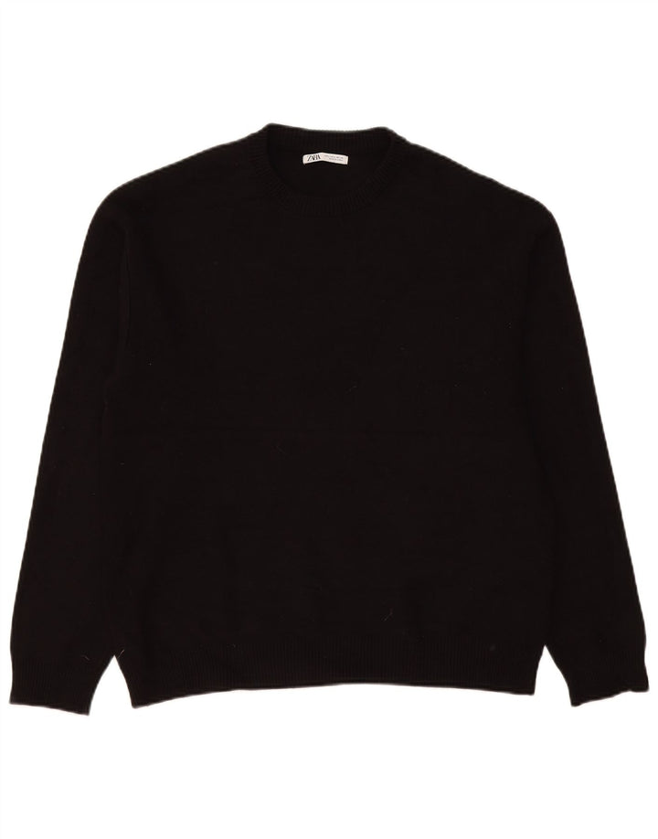 Maglione Zara da uomo girocollo grande in viscosa nera