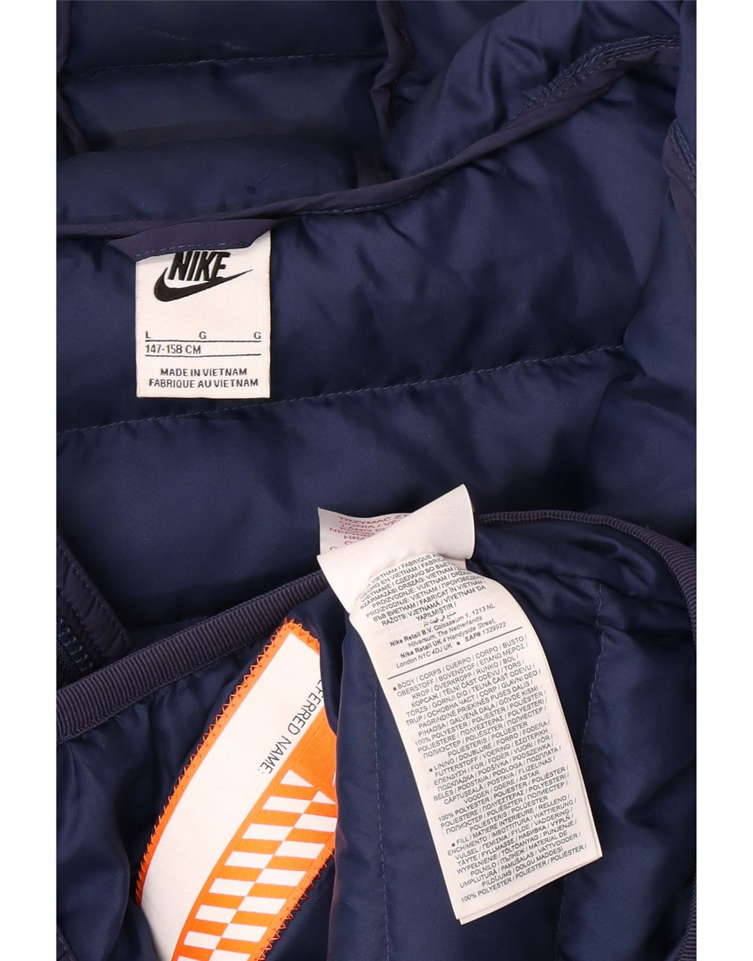 Giacca imbottita con cappuccio Nike da ragazzo 12-13 anni Large in poliestere blu navy