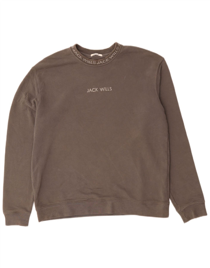 Felpa da uomo con vestibilità comoda grafica Jack Wills, cotone grigio medio