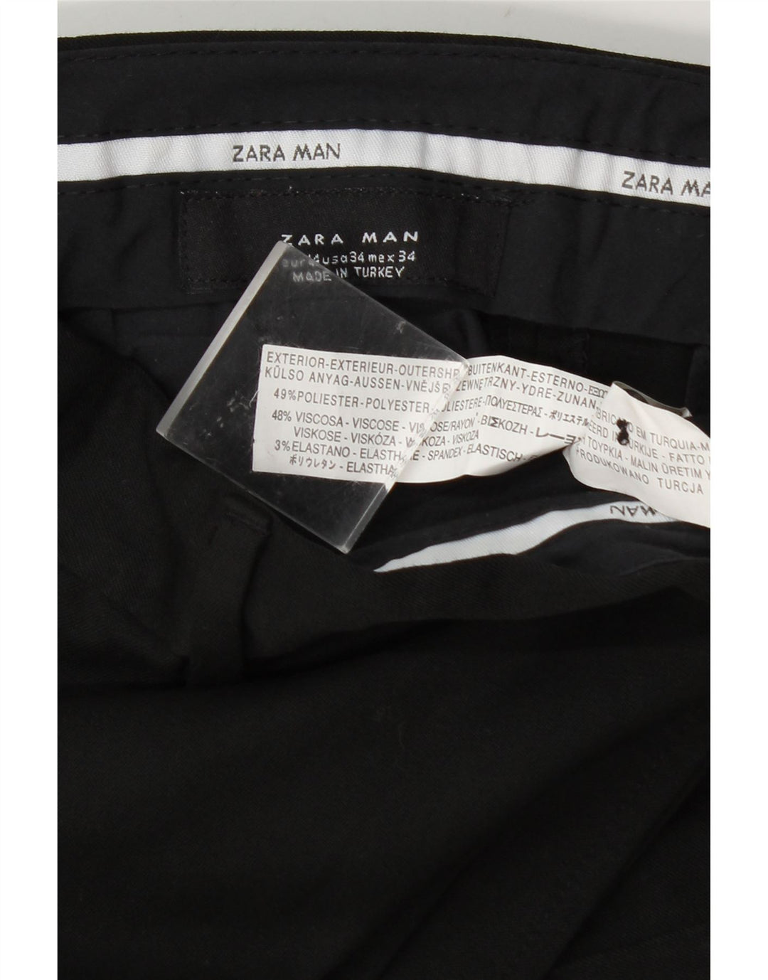 Pantaloni da abito dritti da uomo Zara EU 44 Large W34 L32 poliestere nero