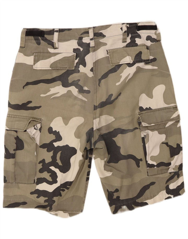 Pantaloncini cargo da uomo vintage XL W38 poliestere mimetico kaki