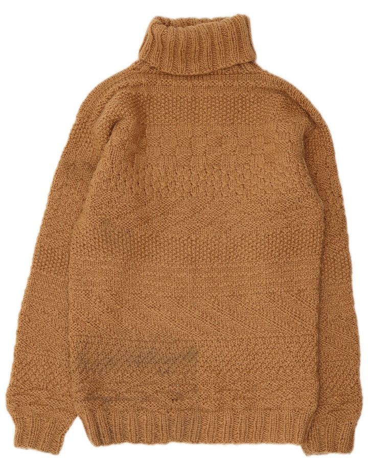 Maglione maglione collo alto da donna VINTAGE UK 10 piccolo marrone