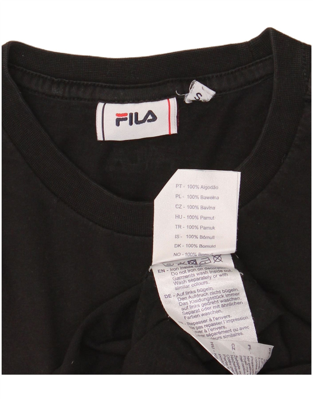 T-shirt grafica da uomo Fila Top Small in cotone nero