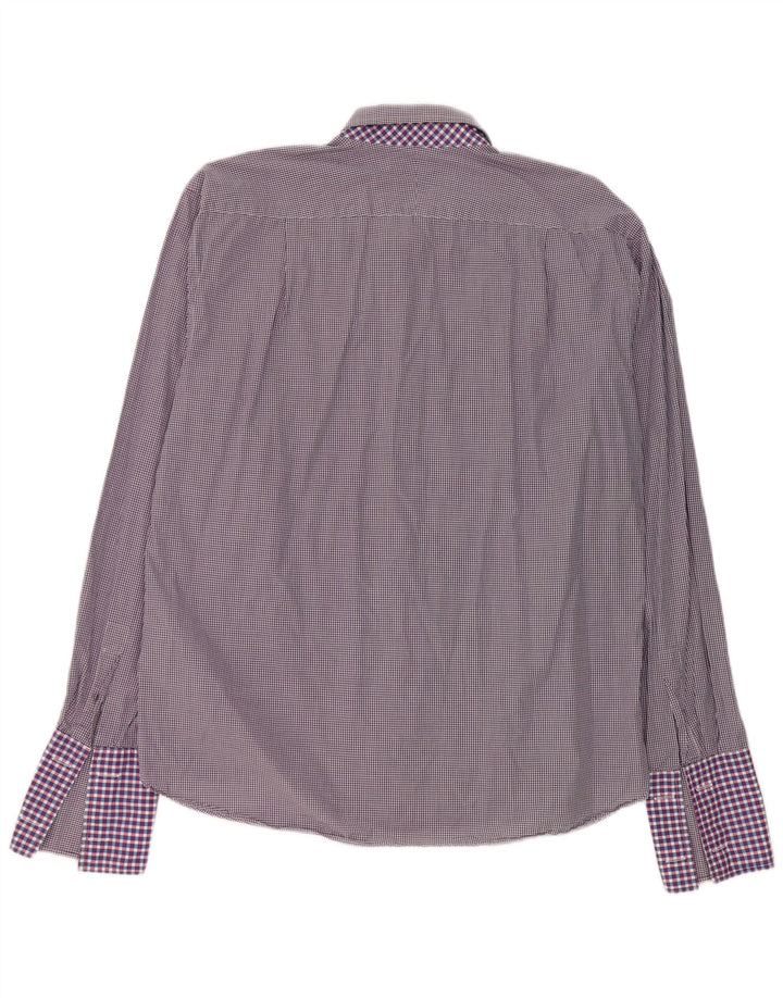 Camicia formale da uomo Ted Baker taglia 17 grande cotone a quadretti viola