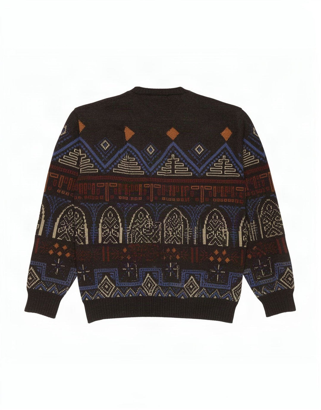 Maglione vintage da uomo girocollo IT 54 XL multicolore geometrico