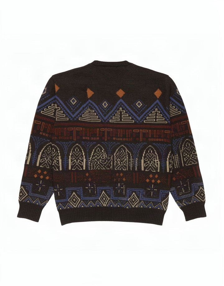 Maglione vintage da uomo girocollo IT 54 XL multicolore geometrico