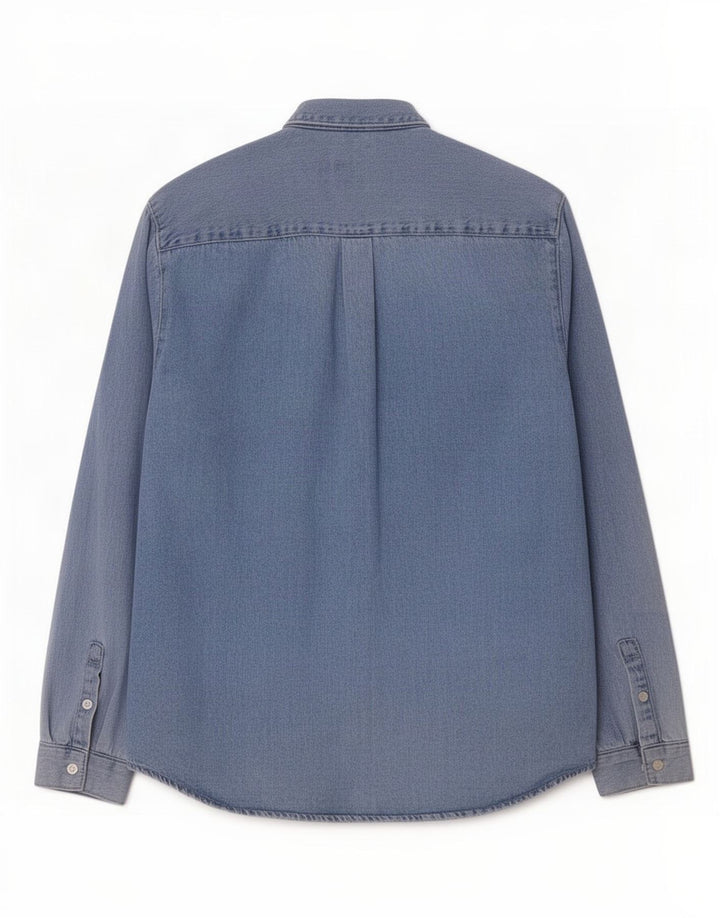 Camicia in denim da uomo Zara grande in cotone blu