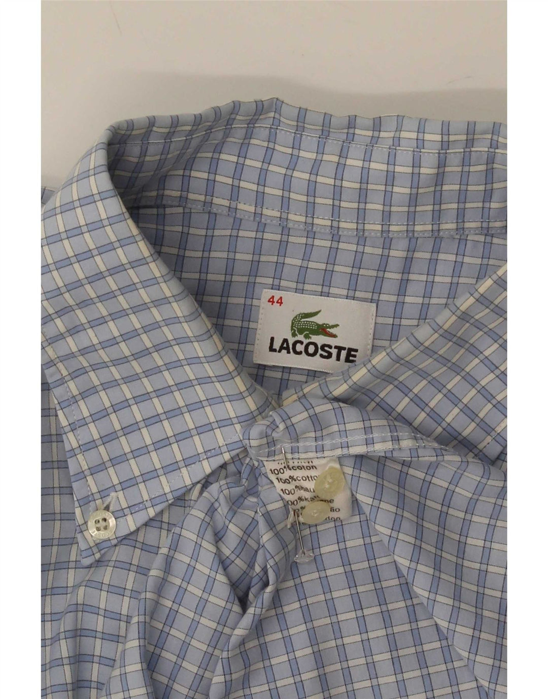 Camicia da uomo Lacoste taglia 44 XL in cotone a quadretti blu