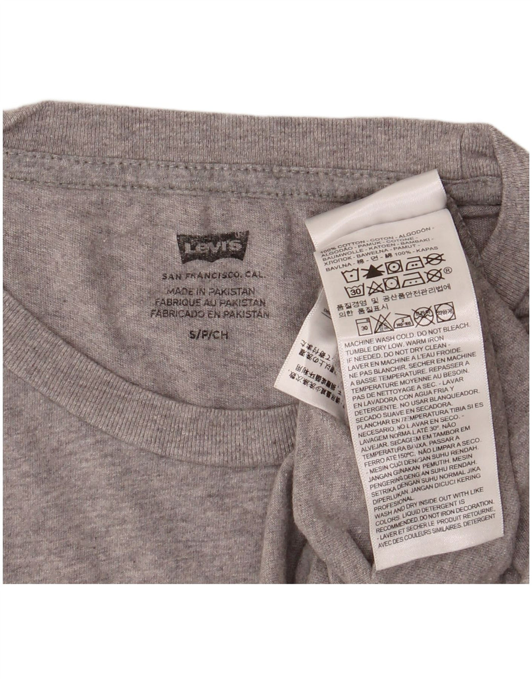 LEVI'S Mens Graphic T-Shirt Top Small Grey Cotton