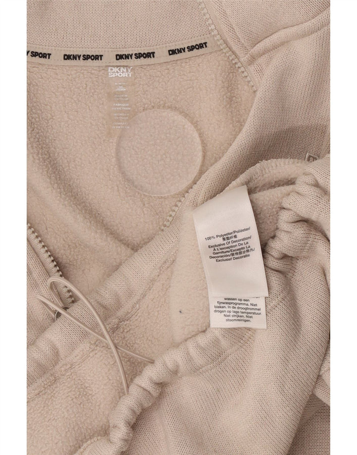 Dkny Donna Felpa Corta Oversize con Collo con Zip Maglione UK 14 Medio Bianco