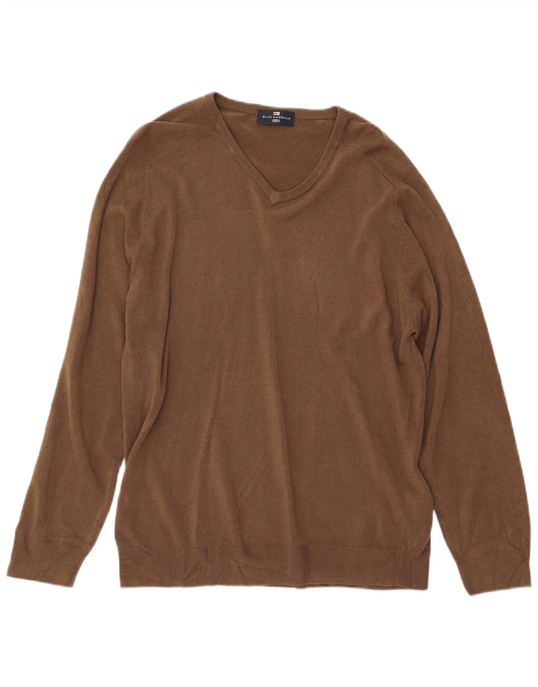 MARKS & SPENCER Maglione da uomo con scollo a V blu Harbour grande marrone