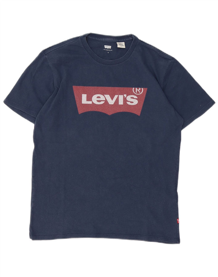 T-shirt grafica da uomo Levi's Top Small in cotone blu navy
