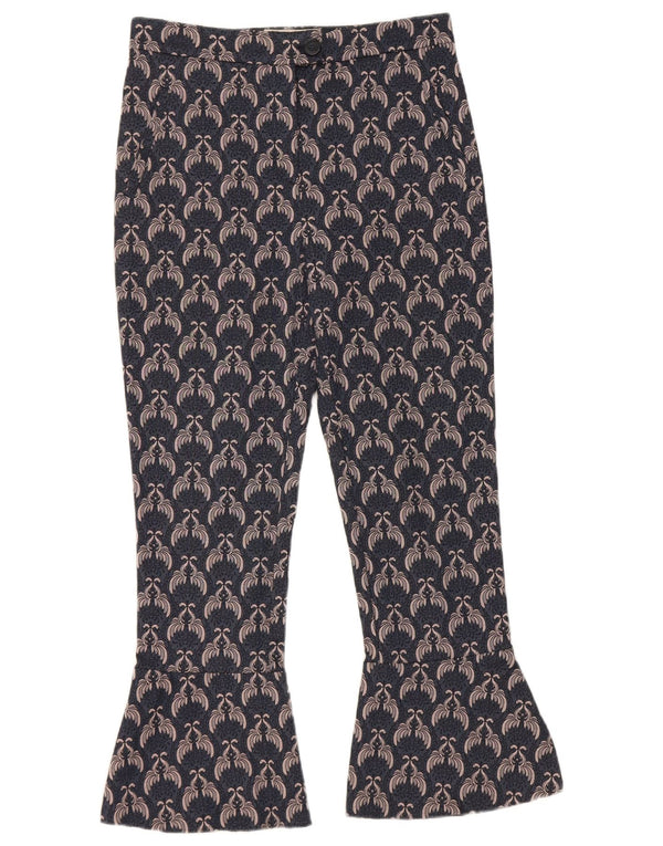 Pinko Womens Graphic Cropped Trousers UK 10 Small W28 L24 Navy Blue
