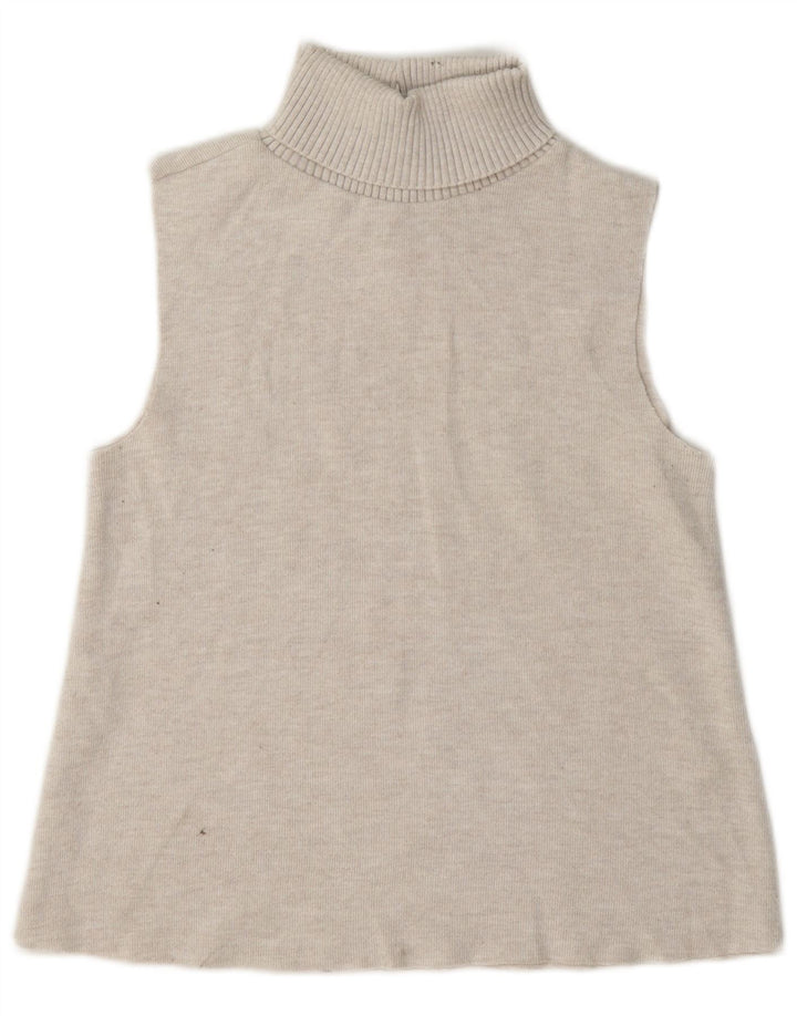 Canotta da donna Marks & Spencer con collo alto, UK 10, piccola, in poliestere grigio
