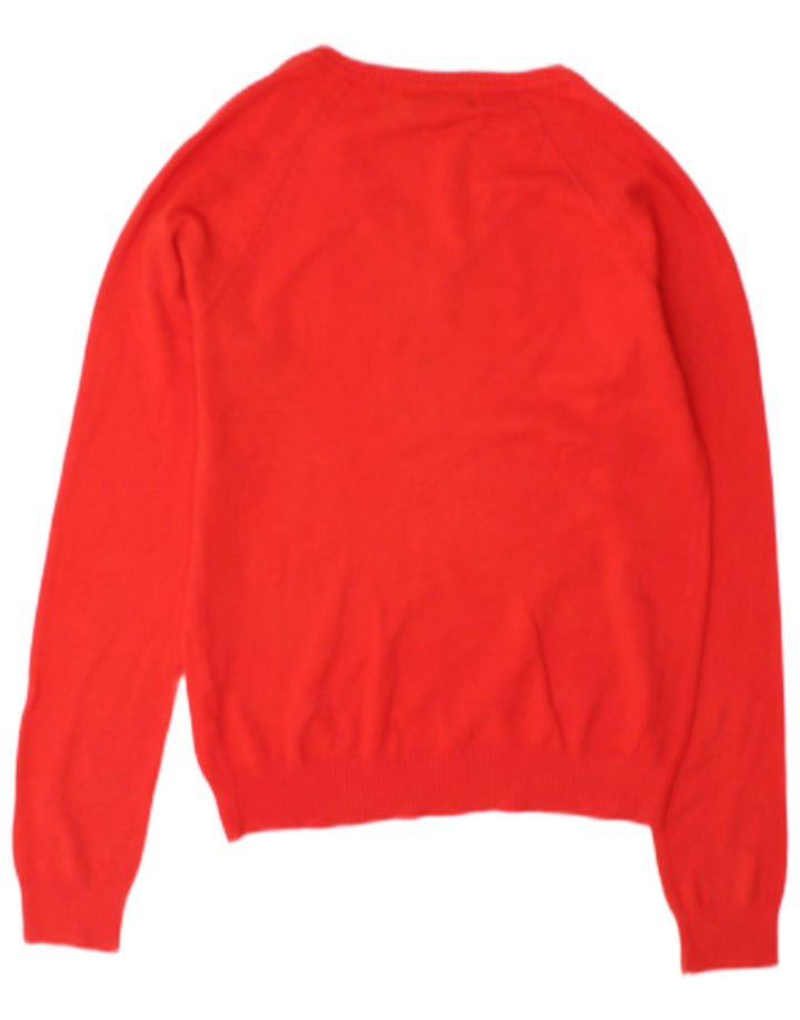 Maglione maglione con scollo a V da donna Zara UK 12 cotone rosso medio