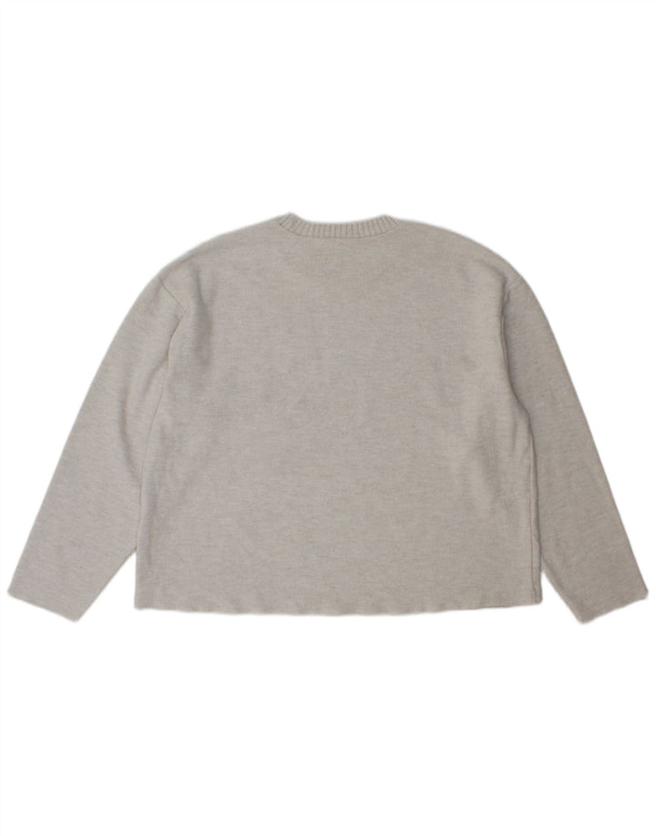 Maglione maglione girocollo da donna Zara UK 16 grande poliestere grigio