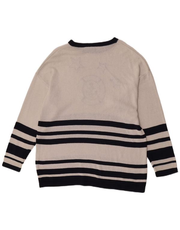 Maglione da donna con scollo a barca lungo Color Ville EU 44/46 XL a righe bianche