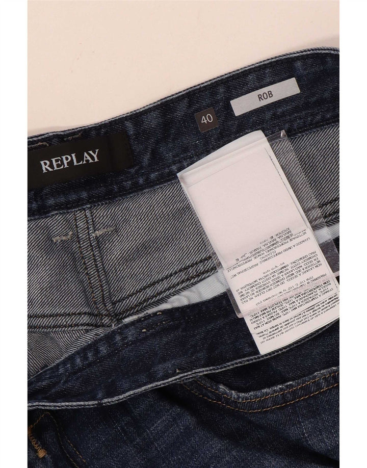 Replay Jeans dritti da uomo Rob W40 L34 in cotone blu navy