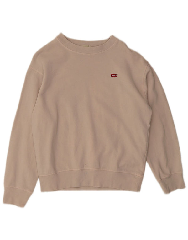 Levi's Donna Felpa Oversize Maglione UK 10 Piccolo Cotone Beige
