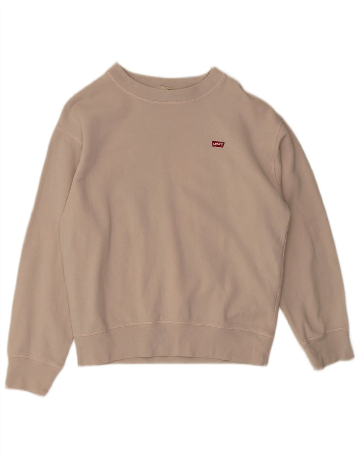 Levi's Donna Felpa Oversize Maglione UK 10 Piccolo Cotone Beige