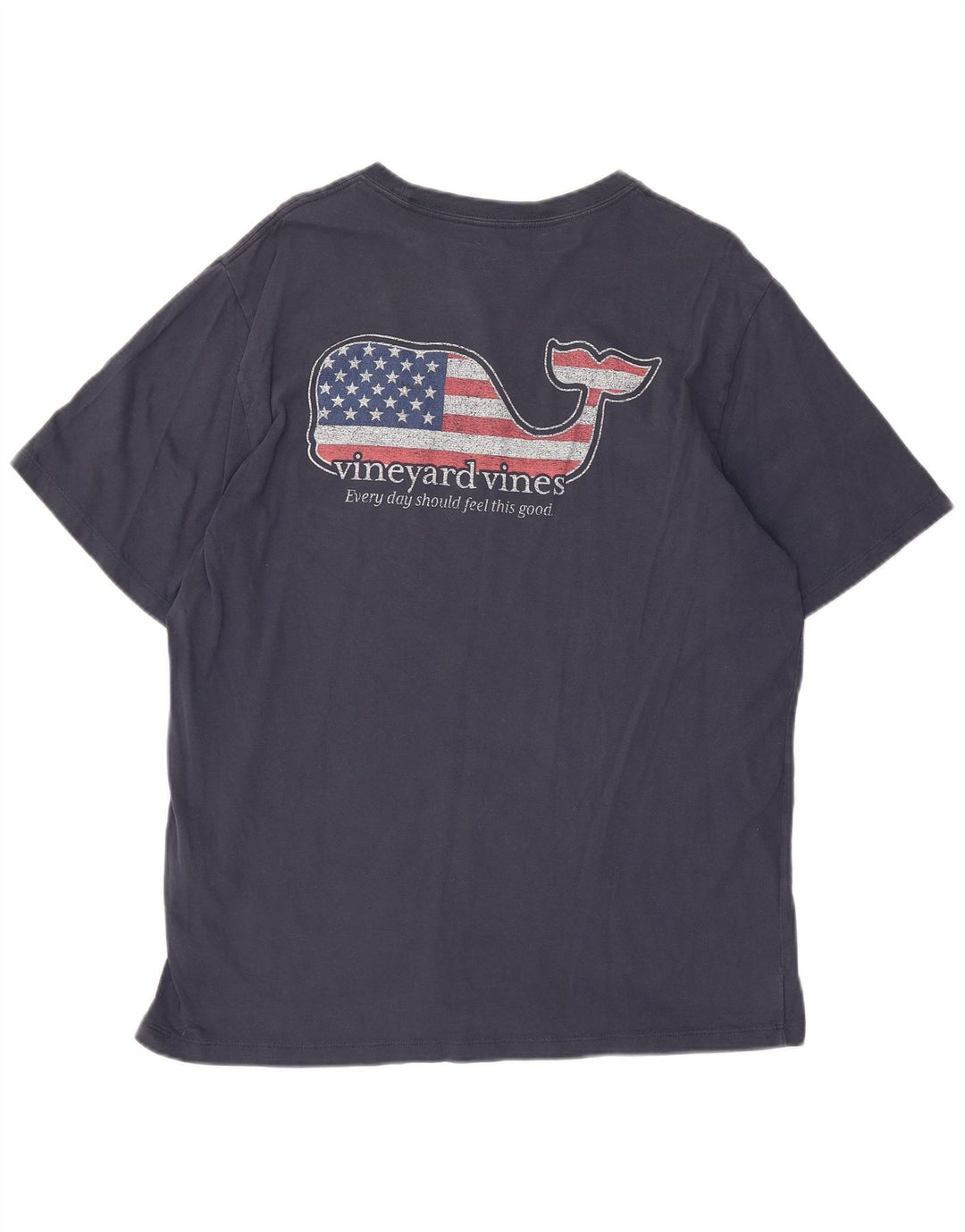 T-shirt grafica da uomo Vineyard Vines USA Top in cotone blu navy medio