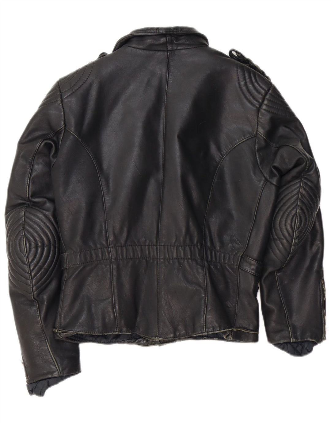 Giacca da motociclista in pelle da donna vintage IT 44 pelle nera media