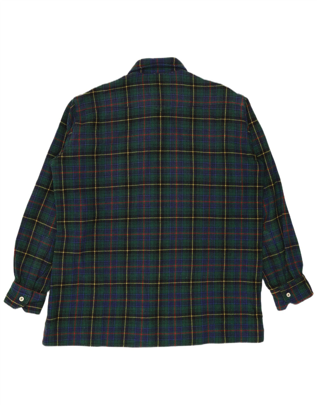 Camicia vintage da uomo in flanella a quadri verdi grandi