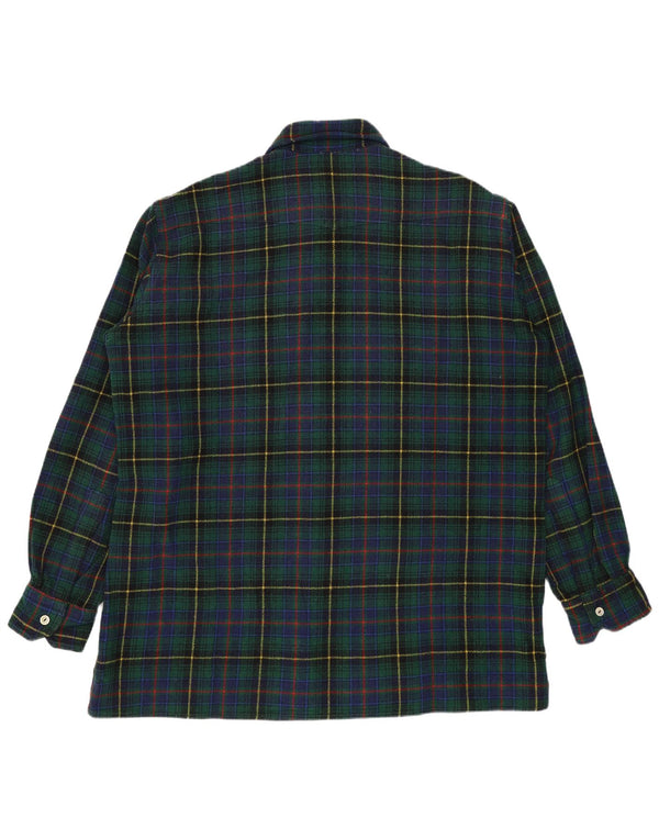 Camicia vintage da uomo in flanella a quadri verdi grandi