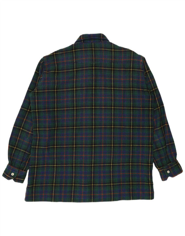 Camicia vintage da uomo in flanella a quadri verdi grandi