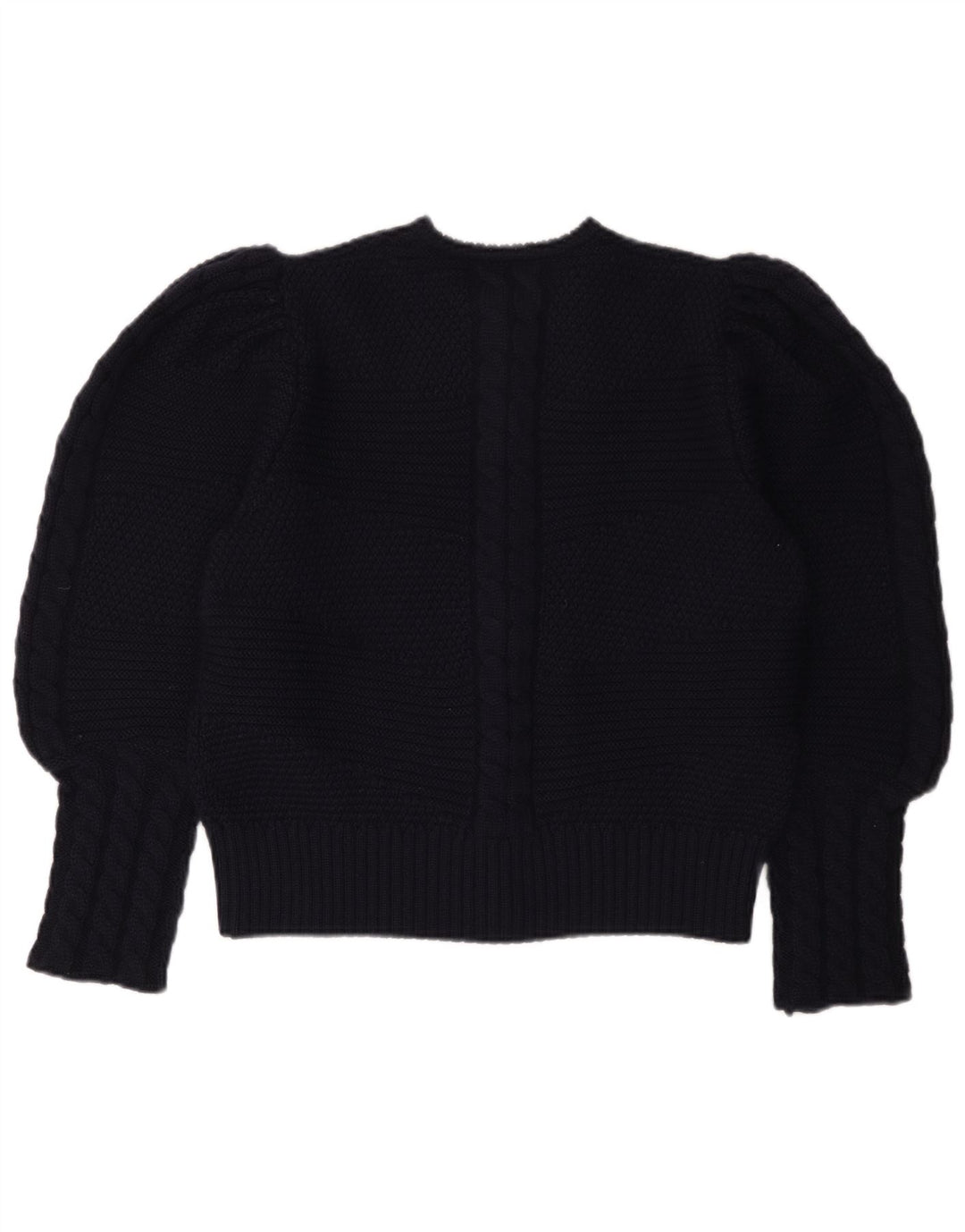 LANAMODEN Maglione cardigan grafico da donna UK 16 Large Navy Blue New Wool