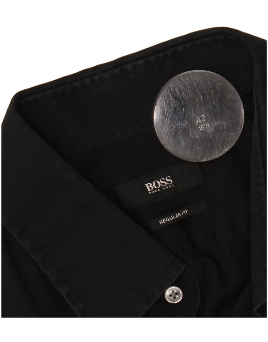 Camicia HUGO BOSS da uomo vestibilità regolare taglia 16 1/2 42 grande nera