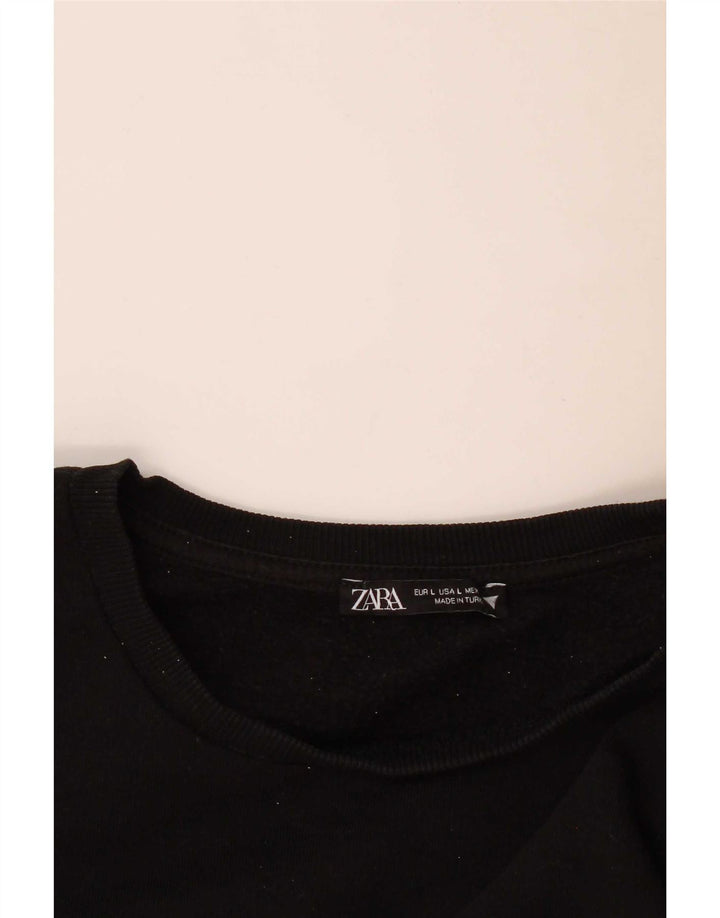 Top Zara da donna a maniche lunghe UK 14 grande nero