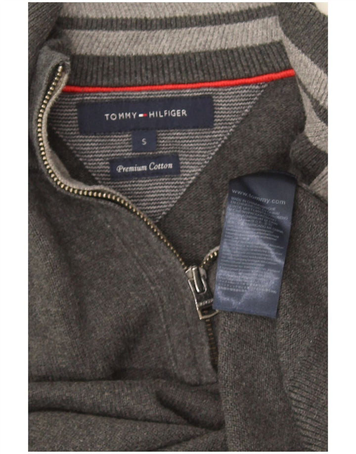Maglione maglione con zip da uomo Tommy Hilfiger piccolo cotone grigio