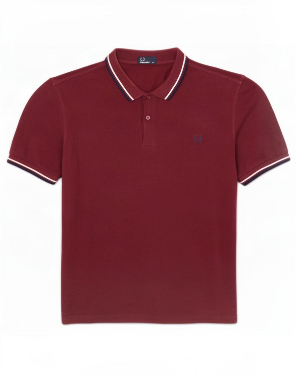 Polo da uomo Fred Perry 2XL in cotone a righe bordeaux