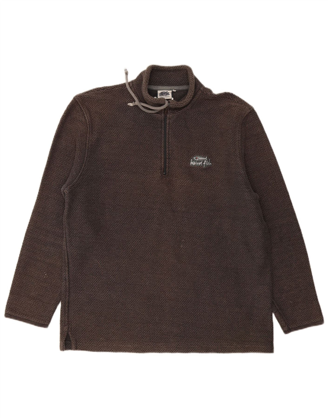 Felpa da uomo con collo con zip Weird Fish, maglione XL, cotone grigio