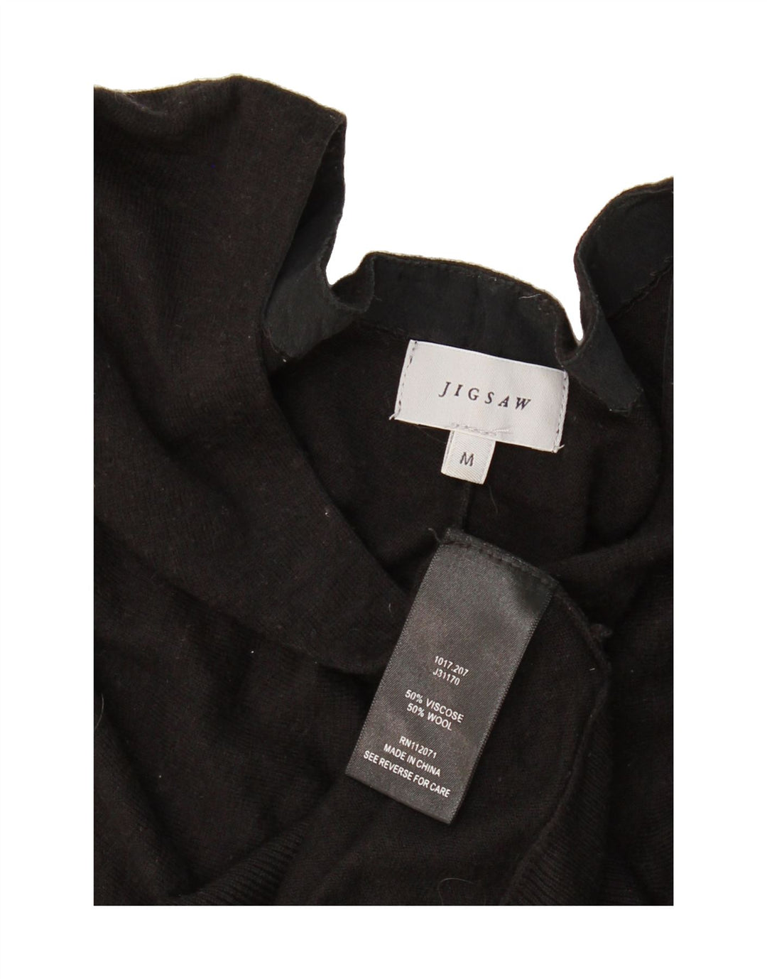 JIGSAW Womens Boat Neck Jumper Sweater UK 14 Medium Black Viscose Vintage Jigsaw and Second-Hand Jigsaw from Messina Hembry 